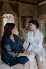 Hairstyle and headdress detail for bride