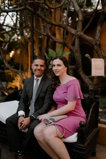 Groom and bride about to kiss